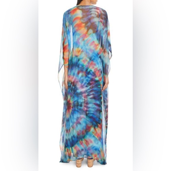 Chloe Tie Dye Silk Caftan & Maxi Slip dress Blue Multicolor Size 38 $4032 NEW - Picture 2 of 10